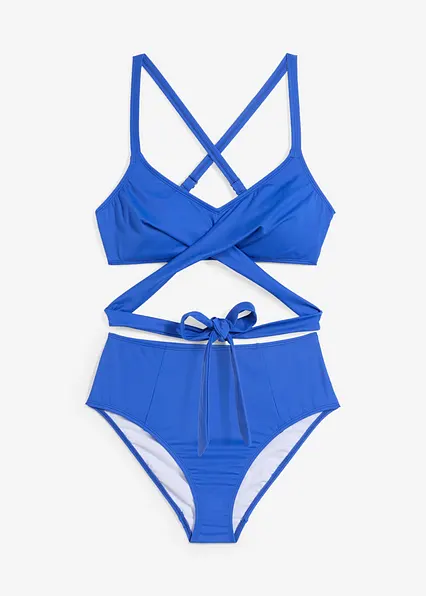 Bustier-Bikini (2-tlg.Set) mit Bindedetail in blau von vorne - bonprix Bustier-Bikini (2-tlg.Set) mit Bindedetail in blau von vorne - bonprix