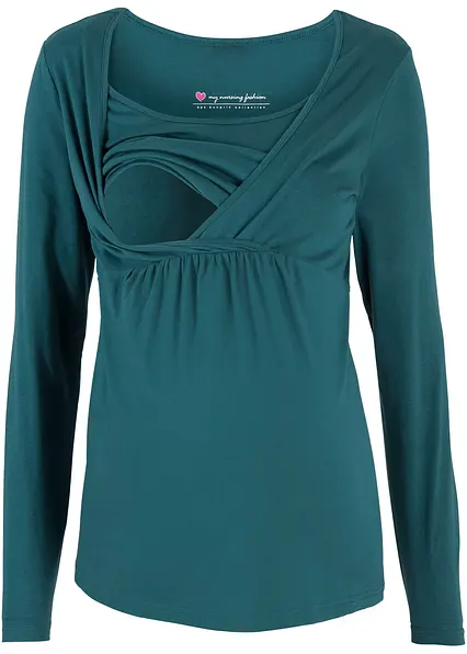 2-in-1 Umstands- und Stillshirt in petrol von vorne - bonprix 2-in-1 Umstands- und Stillshirt in petrol von vorne - bonprix
