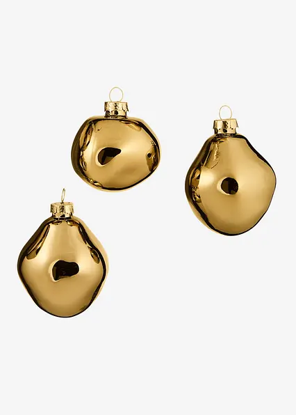 Weihnachtskugeln in organischen Formen (3er Pack) in beige von vorne - bonprix Weihnachtskugeln in organischen Formen (3er Pack) in beige von vorne - bonprix
