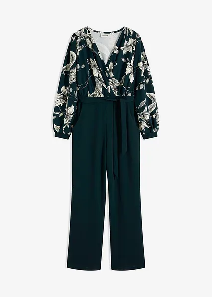 Jersey-Jumpsuit mit Wickeloptik in grün von vorne - bonprix Jersey-Jumpsuit mit Wickeloptik in grün von vorne - bonprix