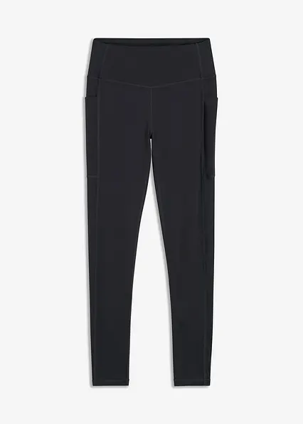 Komfort-Sport-Leggings mit Handytasche, schnelltrocknend in schwarz von vorne - bonprix Komfort-Sport-Leggings mit Handytasche, schnelltrocknend in schwarz von vorne - bonprix