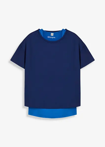 Funktionsshirt 2-in-1, schnelltrocknend in blau von vorne - bonprix Funktionsshirt 2-in-1, schnelltrocknend in blau von vorne - bonprix