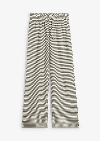 Gestreifte Jersey-Hose mit Kordelzug aus Baumwoll-Mix in schwarz von vorne - bonprix Gestreifte Jersey-Hose mit Kordelzug aus Baumwoll-Mix in schwarz von vorne - bonprix