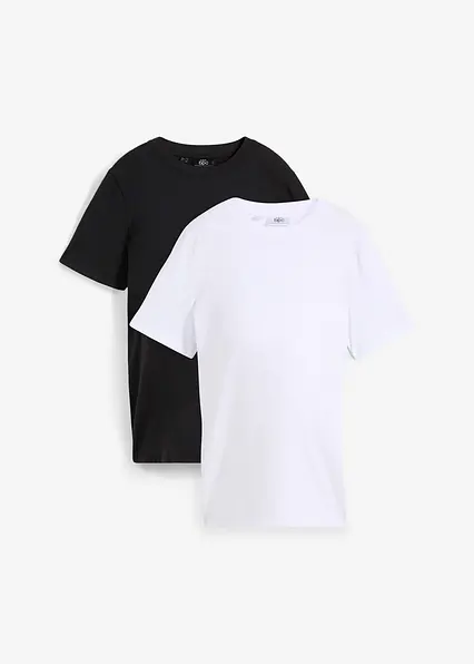 Umstandsshirts aus Bio-Baumwolle (2er Pack) in schwarz von vorne - bonprix Umstandsshirts aus Bio-Baumwolle (2er Pack) in schwarz von vorne - bonprix