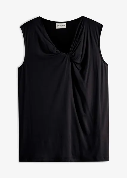Jersey-Top mit Twist in schwarz von vorne - bonprix Jersey-Top mit Twist in schwarz von vorne - bonprix