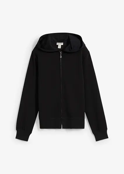 Kapuzen-Sweatjacke mit Reißverschluss in schwarz von vorne - bonprix Kapuzen-Sweatjacke mit Reißverschluss in schwarz von vorne - bonprix