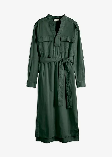 Hemdblusenkleid in Midi-Länge in grün von vorne - bonprix Hemdblusenkleid in Midi-Länge in grün von vorne - bonprix