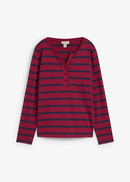 Henleyshirt aus reiner Bio-Baumwolle in rot von vorne - bonprix Henleyshirt aus reiner Bio-Baumwolle in rot von vorne - bonprix