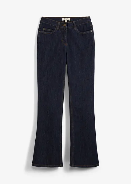 Bootcut Jeans Mid Waist, Stretch in blau von vorne - bonprix Bootcut Jeans Mid Waist, Stretch in blau von vorne - bonprix