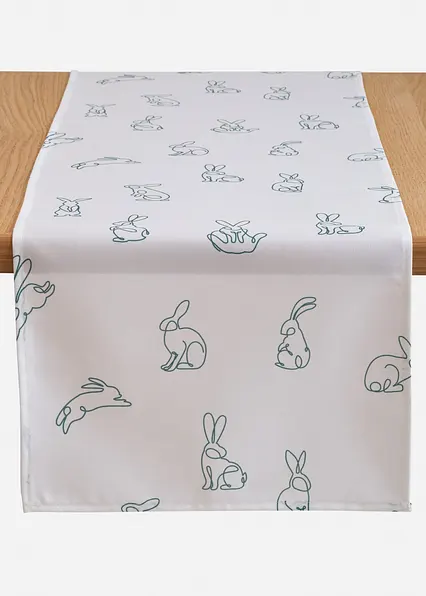 Tischläufer mit Hasen Druck in weiß von vorne - bonprix Tischläufer mit Hasen Druck in weiß von vorne - bonprix