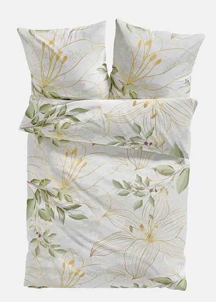 Bettwäsche mit Blüten in weiß von vorne - bonprix Bettwäsche mit Blüten in weiß von vorne - bonprix