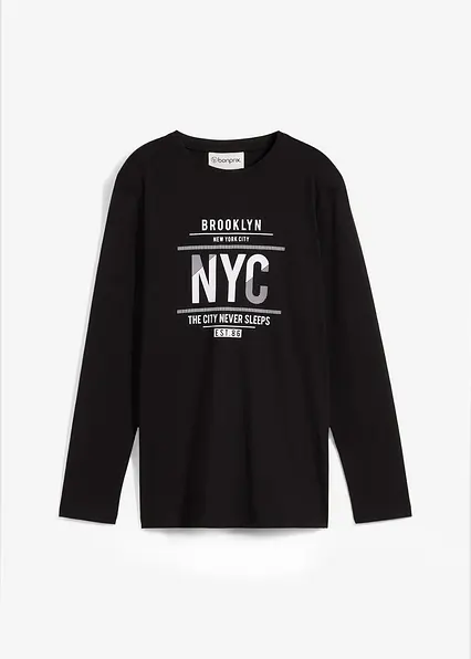 Langarmshirt aus reiner Bio-Baumwolle in schwarz von vorne - bonprix Langarmshirt aus reiner Bio-Baumwolle in schwarz von vorne - bonprix