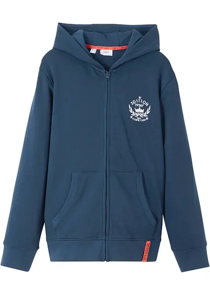 Kapuzen-Sweatjacke aus reiner Baumwolle in blau von vorne - bonprix Kapuzen-Sweatjacke aus reiner Baumwolle in blau von vorne - bonprix