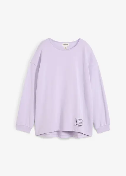 Sweatshirt aus Baumwoll-Mix mit Vokuhila Saum in lila von vorne - bonprix Sweatshirt aus Baumwoll-Mix mit Vokuhila Saum in lila von vorne - bonprix