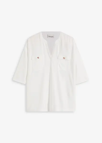 Viskose Shirt-Tunika in weiß von vorne - bonprix Viskose Shirt-Tunika in weiß von vorne - bonprix