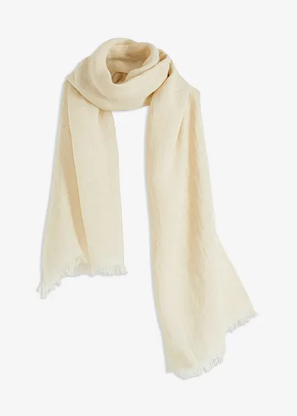 sommerlicher Leinenschal in beige von vorne - bonprix sommerlicher Leinenschal in beige von vorne - bonprix