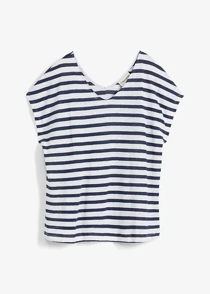 Shirt aus reinem Leinen mit Fledermausärmeln in blau von vorne - bonprix Shirt aus reinem Leinen mit Fledermausärmeln in blau von vorne - bonprix