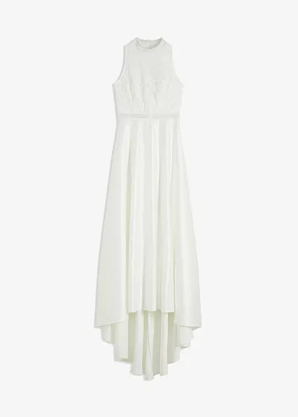 Brautkleid aus glänzendem Satin mit Spitze in weiß von vorne - bonprix Brautkleid aus glänzendem Satin mit Spitze in weiß von vorne - bonprix