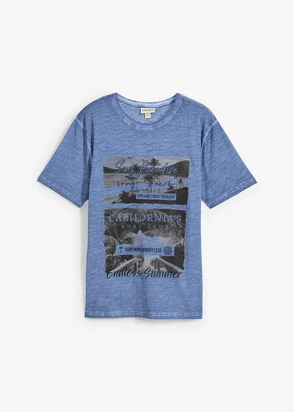 T-Shirt in gewaschener Optik aus Bio-Baumwolle in blau von vorne - bonprix T-Shirt in gewaschener Optik aus Bio-Baumwolle in blau von vorne - bonprix