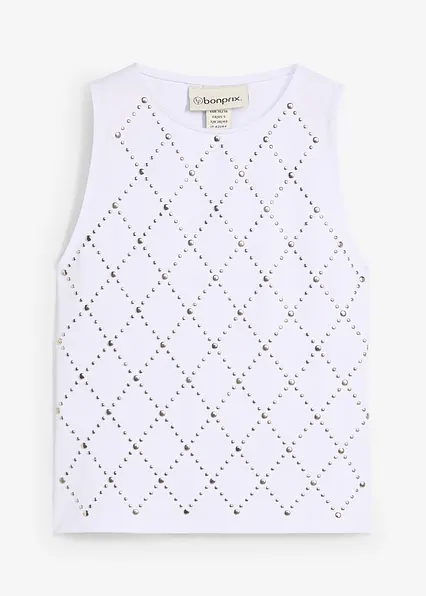 Tanktop mit Nieten in weiß von vorne - bonprix Tanktop mit Nieten in weiß von vorne - bonprix