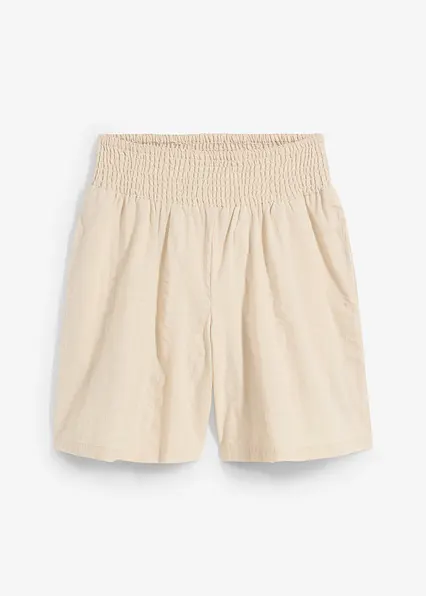 Schlupf-Shorts aus Baumwoll-Seersucker in beige von vorne - bonprix Schlupf-Shorts aus Baumwoll-Seersucker in beige von vorne - bonprix