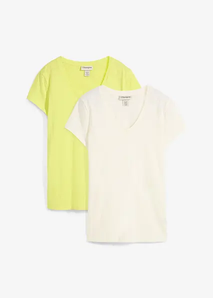 T-Shirt aus reiner Bio-Baumwolle (2er Pack) in gelb von vorne - bonprix T-Shirt aus reiner Bio-Baumwolle (2er Pack) in gelb von vorne - bonprix