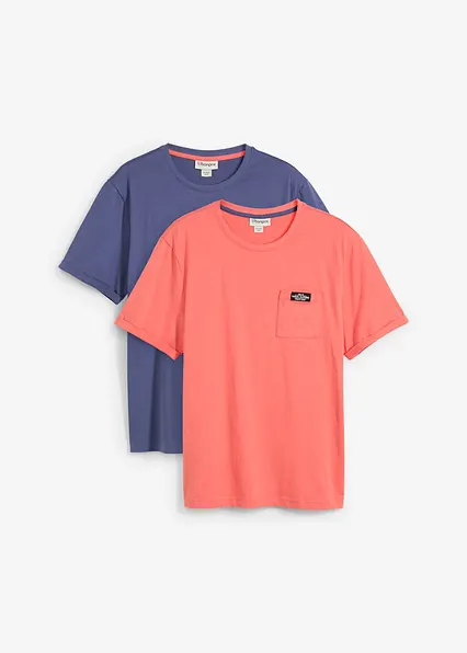 T-Shirt (2er Pack) aus reiner Bio-Baumwolle in rot von vorne - bonprix T-Shirt (2er Pack) aus reiner Bio-Baumwolle in rot von vorne - bonprix