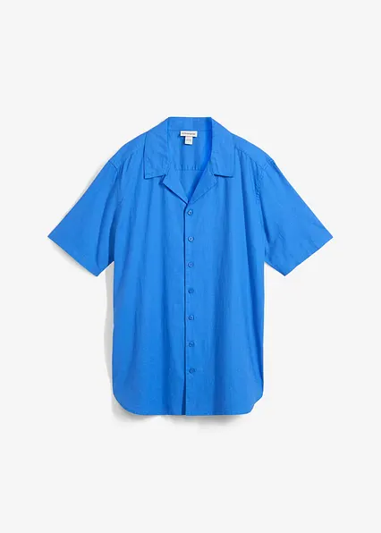 Kurzarmhemd aus Leinen in blau von vorne - bonprix Kurzarmhemd aus Leinen in blau von vorne - bonprix