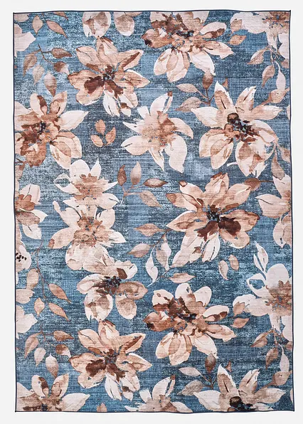 Teppich mit floraler Musterung in blau von vorne - bonprix Teppich mit floraler Musterung in blau von vorne - bonprix