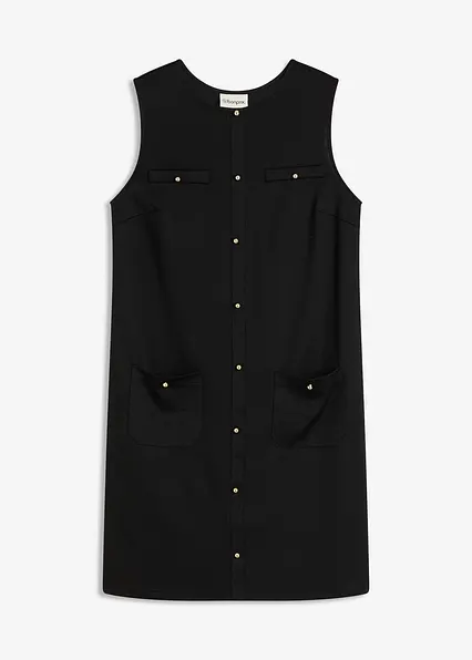 Kleid mit dekorativen Knöpfen in schwarz von vorne - bonprix Kleid mit dekorativen Knöpfen in schwarz von vorne - bonprix