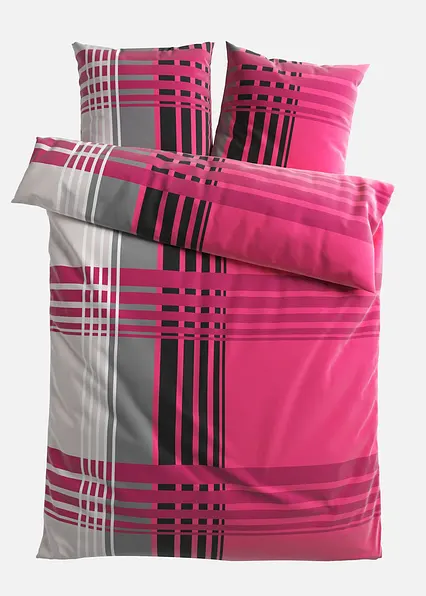 Bettwäsche mit Karos in lila von vorne - bonprix Bettwäsche mit Karos in lila von vorne - bonprix
