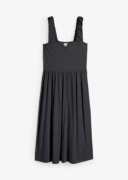 Shirtkleid mit leicht ausgestelltem Saum aus Baumwoll-Viskose-Mix in schwarz von vorne - bonprix Shirtkleid mit leicht ausgestelltem Saum aus Baumwoll-Viskose-Mix in schwarz von vorne - bonprix