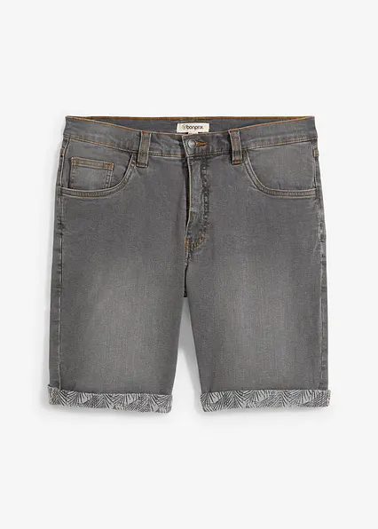 Stretch-Jeans-Bermuda, Regular Fit in grau von vorne - bonprix Stretch-Jeans-Bermuda, Regular Fit in grau von vorne - bonprix