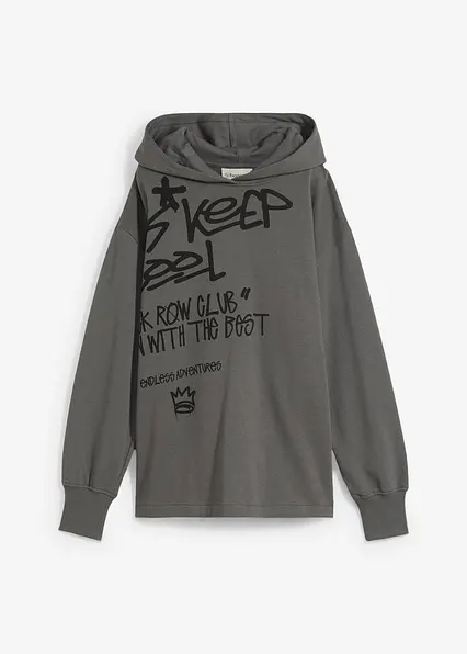 Hoodie mit Graffiti-Print aus reiner Bio-Baumwolle in grau von vorne - bonprix Hoodie mit Graffiti-Print aus reiner Bio-Baumwolle in grau von vorne - bonprix