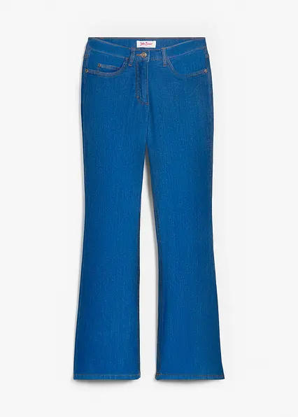 Bootcut Jeans Mid Waist, Stretch in blau von vorne - bonprix Bootcut Jeans Mid Waist, Stretch in blau von vorne - bonprix