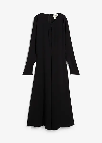 Drapiertes Midikleid in schwarz von vorne - bonprix Drapiertes Midikleid in schwarz von vorne - bonprix