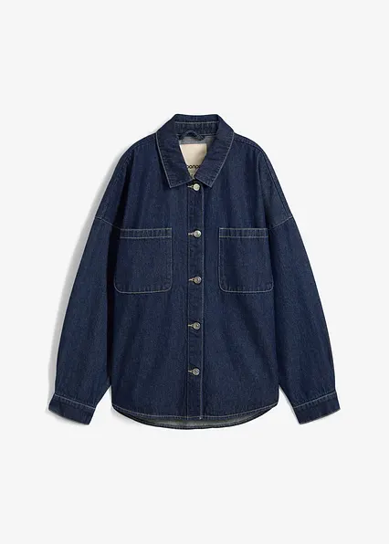 Oversized Jeans-Overshirt aus Bio-Baumwolle in blau von vorne - bonprix Oversized Jeans-Overshirt aus Bio-Baumwolle in blau von vorne - bonprix