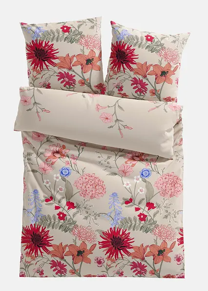 Bettwäsche mit Blüten in beige von vorne - bonprix Bettwäsche mit Blüten in beige von vorne - bonprix