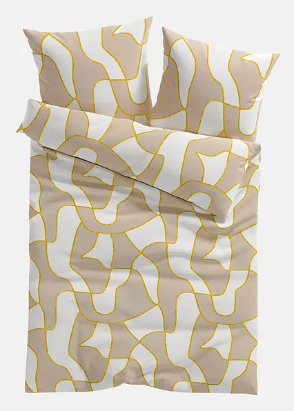Bettwäsche mit grafischem Design in beige von vorne - bonprix Bettwäsche mit grafischem Design in beige von vorne - bonprix