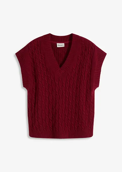 Pullunder mit Zopfmuster in rot von vorne - bonprix Pullunder mit Zopfmuster in rot von vorne - bonprix