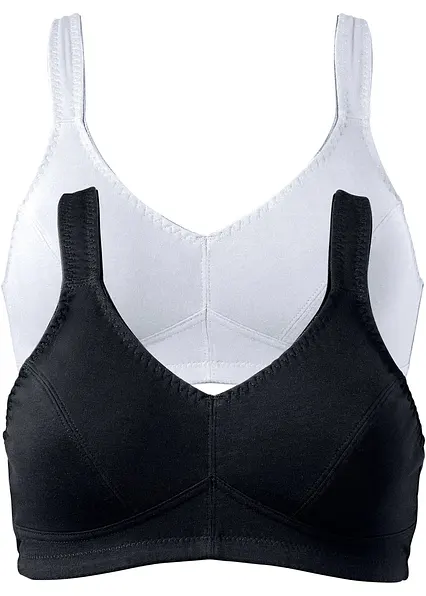BH ohne Bügel mit Bio-Baumwolle (2er Pack) von vorne - bonprix BH ohne Bügel mit Bio-Baumwolle (2er Pack) von vorne - bonprix