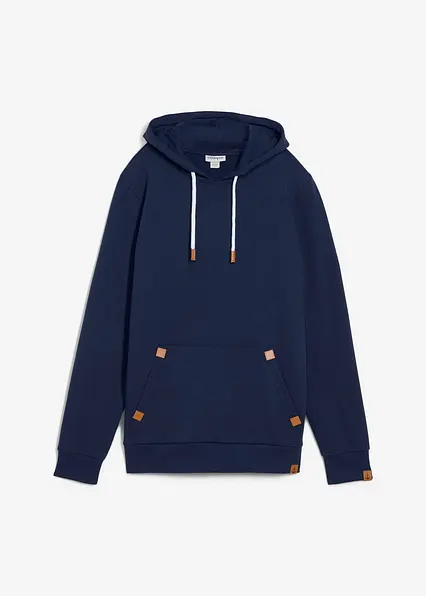 Hoodie mit Lederimitat Details in blau von vorne - bonprix Hoodie mit Lederimitat Details in blau von vorne - bonprix