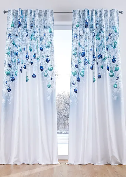 Vorhang mit weihnachtlichem Druck (1er Pack) in blau - bonprix Vorhang mit weihnachtlichem Druck (1er Pack) in blau - bonprix