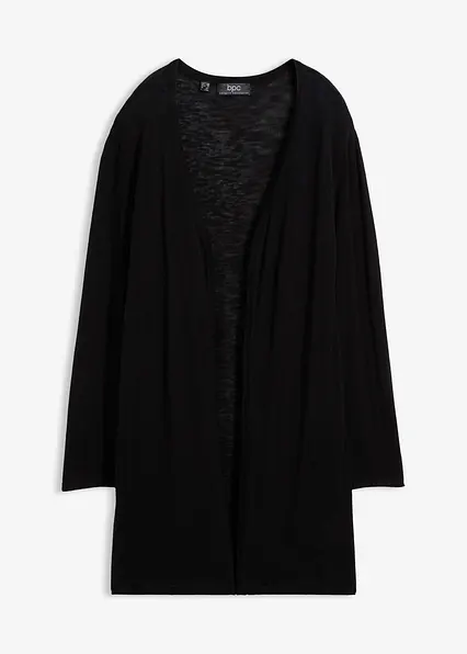 Longstrickjacke, offen in schwarz von vorne - bonprix Longstrickjacke, offen in schwarz von vorne - bonprix