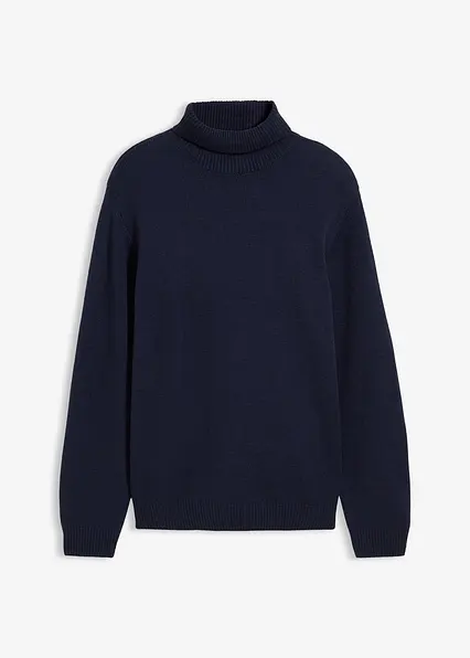 wärmender Rollkragenpullover mit Rippbündchen in blau von vorne - bonprix wärmender Rollkragenpullover mit Rippbündchen in blau von vorne - bonprix