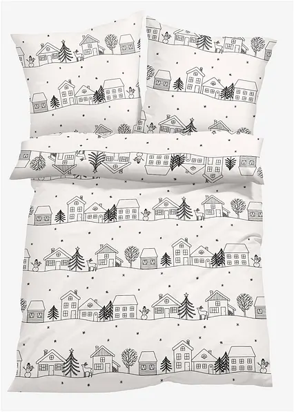 Bettwäsche mit Wintermotiv in schwarz von vorne - bonprix Bettwäsche mit Wintermotiv in schwarz von vorne - bonprix