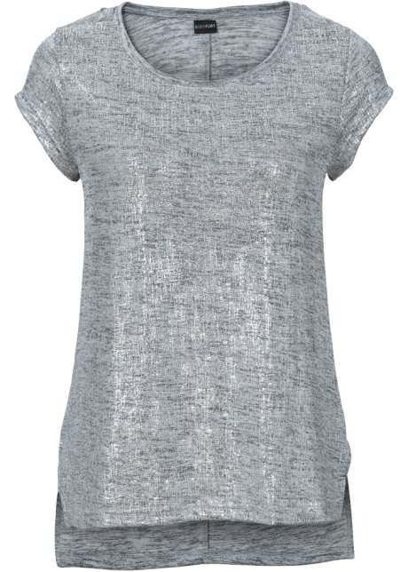 Glitzer-Shirt in grau von vorne - BODYFLIRT
