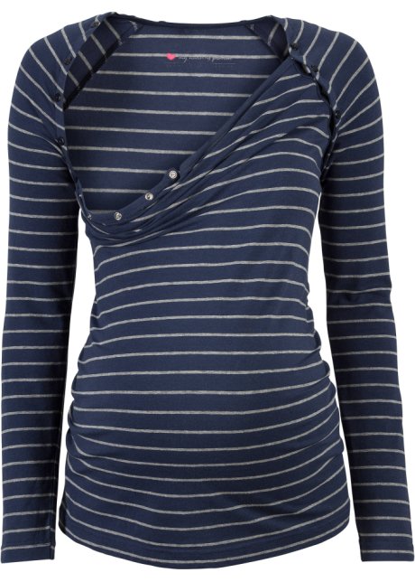 Umstandsshirt/Stillshirt mit Druckknöpfen in blau - bpc bonprix collection