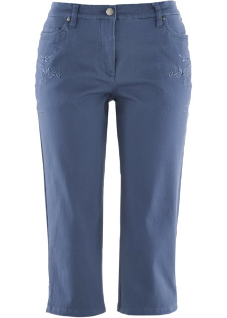 Slim Fit Jeans, Mid Waist, cropped in blau von vorne - bpc bonprix collection