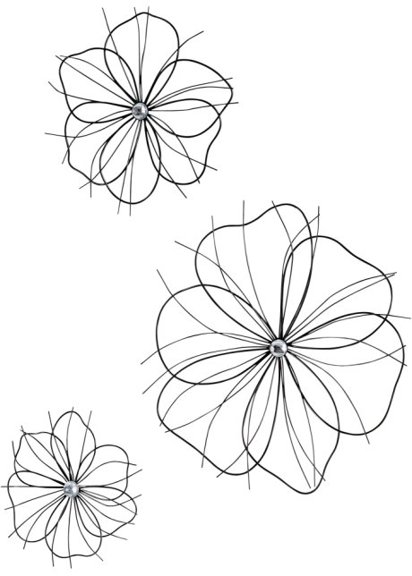 Wanddeko in Blumen-Form (3-tlg.Set) in schwarz - bpc living bonprix collection